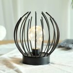 Vtizikl lampe de table � cage en m�tal lampe sans fil � piles avec ampoule led de style edison id�al ...