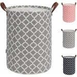 Vurahome - 48l grand panier linge avec poigne en cuir durable, corbeille a linge rond cordon de serrage, ...