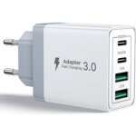 Vurahome - chargeur usb c, 40w 4 port prise usbc chargeur rapide iphone, multi secteur pd + qc 3. 1a ...