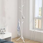 Vurahome - portemanteau en bois, 175cm portant � v�tements avec 8 crochets, portemanteau sur pieds en ...