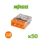 Wago - s2273 50 mini bornes de connexion rapide 3 entres pour fils rigides - 2273 - 203 wag003049