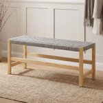 Wahson banc bout de lit en bois avec tissage en corde naturelle, banc entr�e vintage banquette de chambre ...