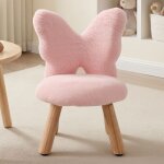Wahson tabouret enfant avec dossier en forme de papillon, chaise enfant en fausse fourrure, petit tabouret ...
