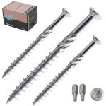 Vis terrasse inox a2 5. 0 x 60 mm autoperceuses ? lot de 200 pi�ces avec embouts torx vis � bois robustes ...