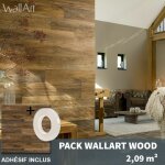 Wallart - parquet mural pvc - dalle murale adhsive imitation lambris bois - 2, 09m