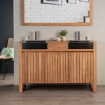 Wanda collection - meuble en teck et vasques de salle de bain luxe 140 noir