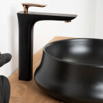 Wanda collection - robinet mitigeur pour vasque � poser glomma noir et or rose