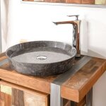 Wanda collection - vasque  poser en marbre pour salle de bain malo 45 noir