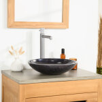 Wanda collection - vasque ronde en marbre  poser lysom 35cm noir