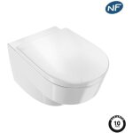 Wc suspendu sans bride jacob delafon odon rive gauche, conomie d'eau + abattant