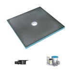 Wedi - receveur de douche  carreler 90 x 90 fundo primo carr coulement centre + bonde horizontale ...