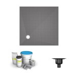 Wedi - receveur de douche � carreler 90 x 90 fundo primo carr� �coulement excentr� + bonde verticale ...