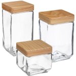 Lot de 3 bocaux carrés en verre de 0, 85 l / 1, 7 l / 2 l, transparent - wellhome Lot de 3 bocaux carrés en verre de 0, 85 l / 1, 7 l / 2 l, transparent - wellhome