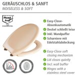 Wenko - abattant wc avec frein de chute premium ottana beige, abattant wc clipsable avec fixation en ...