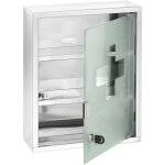 Wenko - armoire  pharmacie 3 niveaux avec serrure porte en verre scurit satin fermeture avec cl, ...