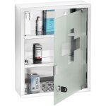 Wenko - armoire � pharmacie 3 niveaux avec serrure porte en verre s�curit� satin� fermeture avec cl�, ...