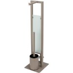 Combin wc rivalta serviteur 3 en 1 wenko brosse wc, drouleur stockage papier toilette, acier inox gris ...