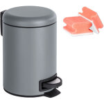 Wenko petite poubelle salle de bain  pdale 3l, leman gris, lot de 2 ponges offertes