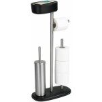 Porte - papier et brosse wc avec tagre et panier rivazza, 4in1, noir wenko
