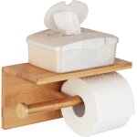 Porte papier toilette duo en bois avec support mobile bambusa wenko double drouleur papier, installation ...