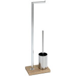 Wenko serviteur wc 2en1 marla, brosse wc et d�rouleur papier toilette, acier - polyr�sine effet bois, ...
