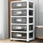 Wevalley tour de rangement - noir transparent et blanc - sur roulettes, 5 tiroirs