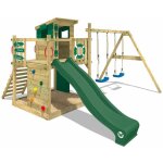 Wickey aire de jeux portique bois smart camp avec balanoire et toboggan cabane enfant exterieur avec ...