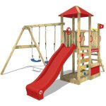 Wickey aire de jeux portique bois smart savana avec balanoire et toboggan maison enfant exterieur avec ...