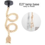 Wifehelper e27 pied de lampe vintage corde de chanvre suspension, support d'ampoule dcoratif bricolage, ...