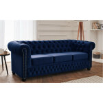 William - canapé chesterfield - 3 places - en velours - bleu nuit William - canapé chesterfield - 3 places - en velours - bleu nuit