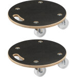 Wiltec 2x chariot de transport 380 x 110 mm rond, charge maximale 250 kg, plateau en bois avec 4 roulettes ...