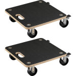 Wiltec 2x chariot de transport 380 x 380 x 119 mm, charge maximale 250 kg, plateau en bois avec 4 roulettes ...