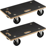 Wiltec 2x chariot de transport 575 x 290 x 144 mm, charge maximale 300 kg, plateau en bois avec 4 roulettes ...