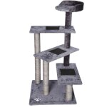 Wiltec - arbre  chat 100 cm corde en sisal gris / gris clair avec 3 zones de couchage 1 plateforme griffoir ...