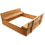Wiltec bac  sable ? 98 x 98 x 18 cm ? en bois ? avec couvercle repliable, 2 bancs intgrs avec dossier ...
