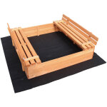 Wiltec - bac  sable ? 980 x 980 x 200 mm ? en bois d'pica ? avec couvercle repliable, 2 bancs intgrs, ...