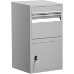 Wiltec bo�te � colis grise 410 x 380 x 720 mm en acier avec rev�tement en poudre bo�te aux lettres verrouillab ...