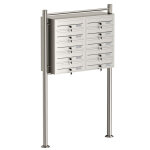 Wiltec - bo�te aux lettres sur pieds acier inox 270 x 898 x 1500 mm, avec 10 compartiments verrouillables ...