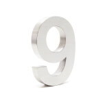 Wiltec ? plaque num�ro maison chiffre 9 en acier inoxydable 3d ? r�sistante aux intemp�ries ? installation ...