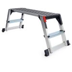 Wiltec - plateforme de travail ? 126 x 52 x 49 cm ? surface de marchepied 95 x 30 cm ? escabeau pliable ...
