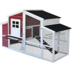 Wiltec poulailler xxl avec nichoir & abri spacieux ? 2010 x 813 x 1165 mm ? en bois sapin ? toit bitum� ...