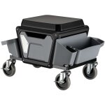 Wiltec - tabouret de mcanicien 53 x 38 x 38 cm noir bleu servante d'atelier mobile sur roulette plateau ...