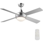 Wiltec - ventilateur de plafond silencieux 65 w, 4 pales,  130 cm, max. 30 m, plafonnier intgr, brasseur ...