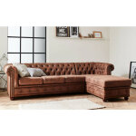 Winston - canap d'angle chesterfield - 4 places - style industriel - droit - marron