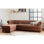 Lisa design - winston - canap d'angle chesterfield - 4 places - style industriel - gauche - marron