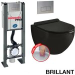 Pack complet wc sans bride bati autoportant + cuvette noir