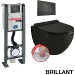 Pack complet wc sans bride bati autoportant + cuvette noir