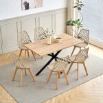 Wokaka lot table et chaises � manger - table mdf 140cm - avec 6 chaises scandinaves de salle � manger ...