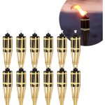 Wolketon 12 x torche de jardin torche de bambou pour l'ext�rieur set lampe huile pour dehors 90cm
