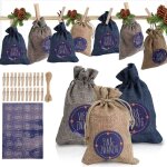 Wolketon 24 calendrier de l'avent - sac en tissu, 24 num�rique autocollants, diy no�l cadeaux sacs �, ...